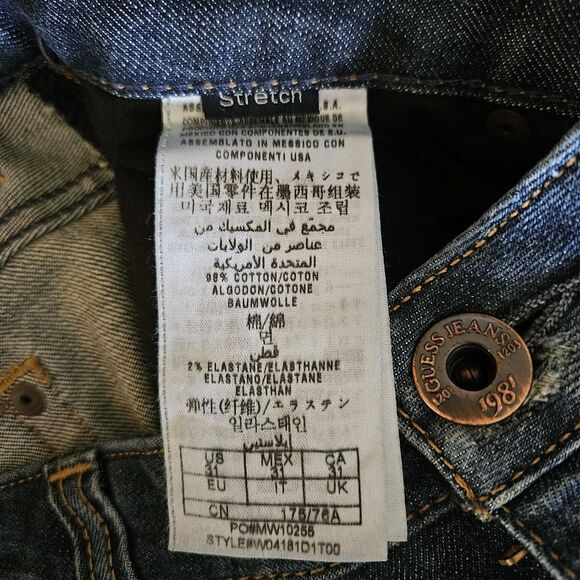 Guess Distressed Denim Stretch Capris Size 31 Medium Blue Jeans Women’s - Picture 10 of 10
